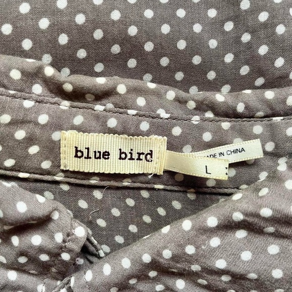Blue Bird lightweight grey and white polka dot button up shirt - Picture 8 of 8